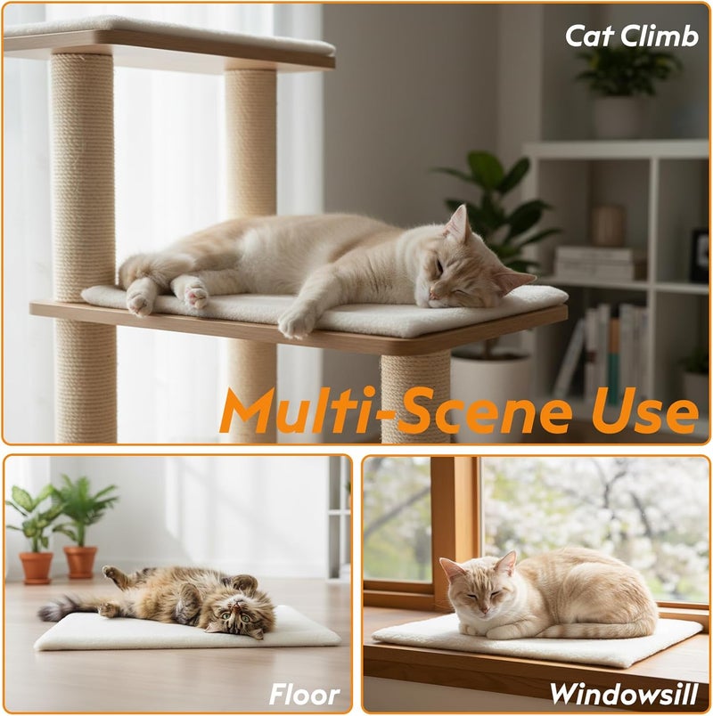 FunFurry Self Warming Cat Bed, Heating Cat Pad, Extra Soft Flannel Surface, Removable ＆ Washable, Thick Thermal Mat with Non-Slip Bottom (Ivory, 24" X 18") - Image 5